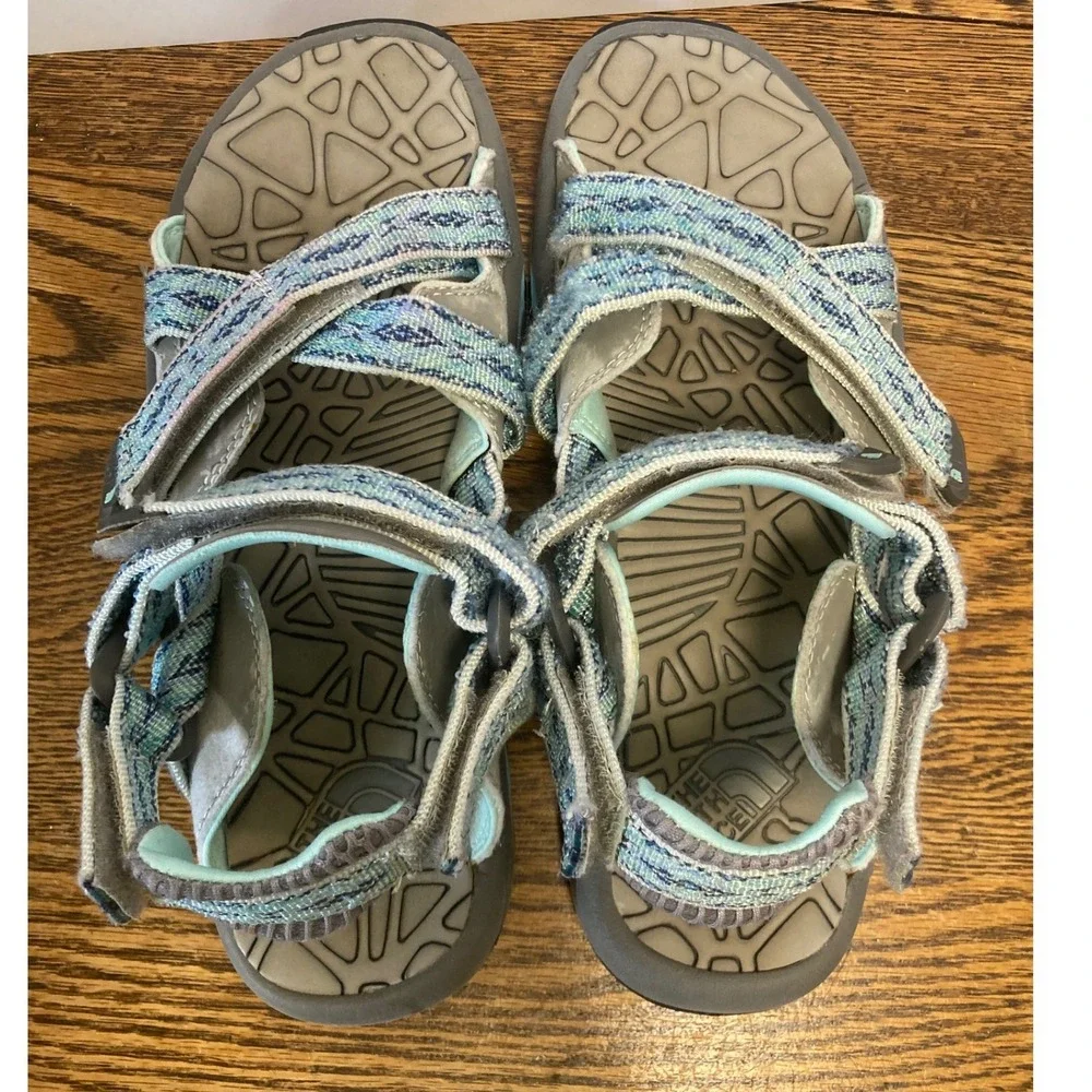 The North Face El Rio II Womens 9 Hiking Sandals Gray Blue Teal Vibram Strappy - Picture 6 of 7